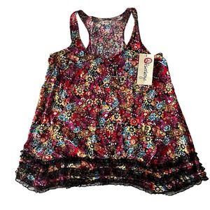 NWT Olsenboye JC Penney Women's Size L Floral Lace Ruffle Tank Top